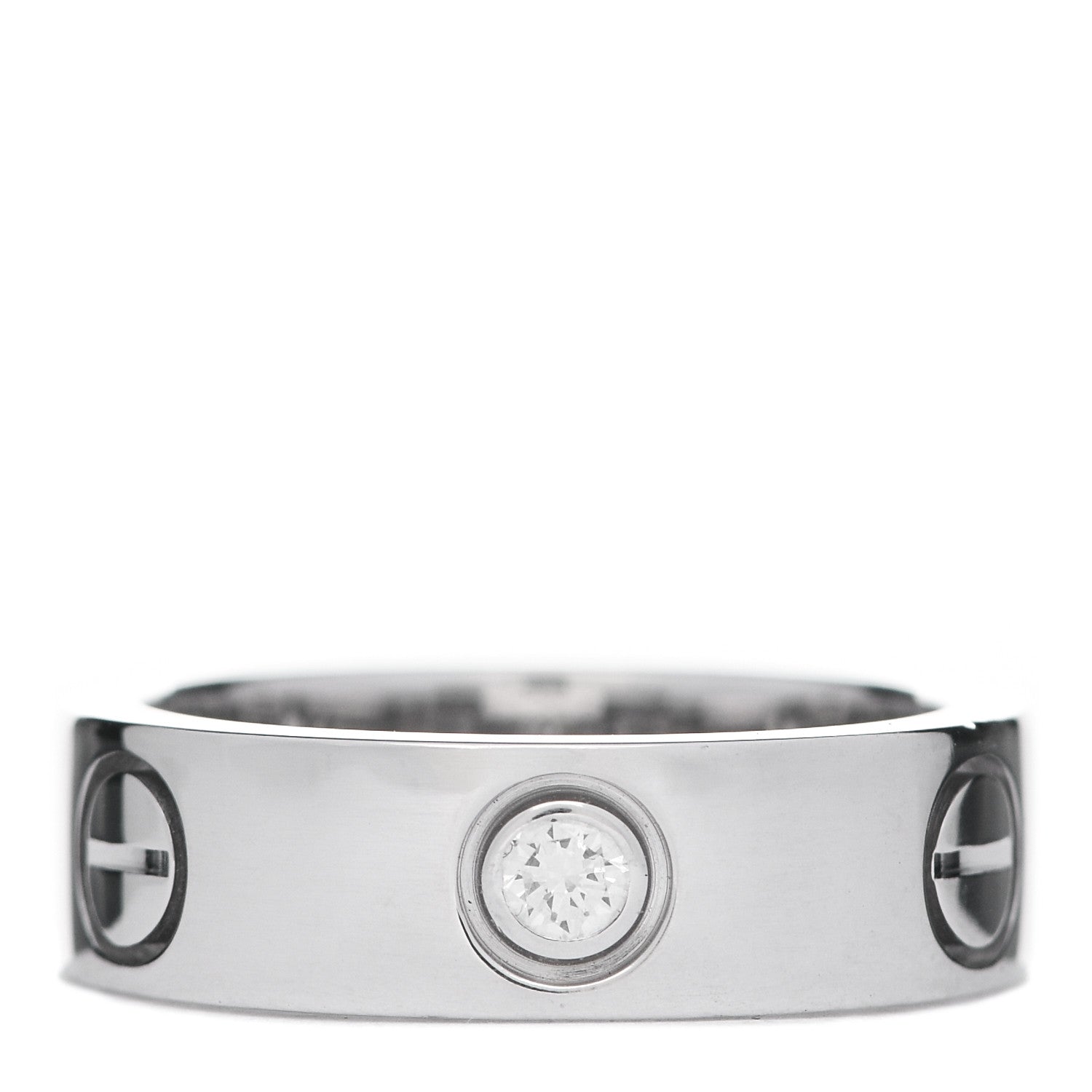 Cartier 18K White Gold 3 Diamond 5.5mm LOVE Ring 49 5 1 of 7