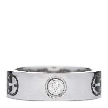 Cartier 18K White Gold 3 Diamond 5.5mm LOVE Ring 49 5 1 of 7