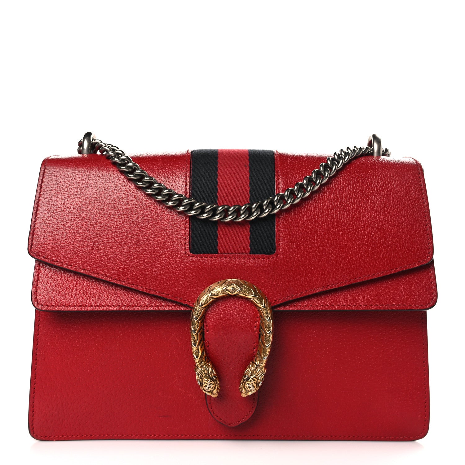 Gucci Textured Calfskin Web Medium Dionysus Shoulder Bag Hibiscus Red 1 of 10