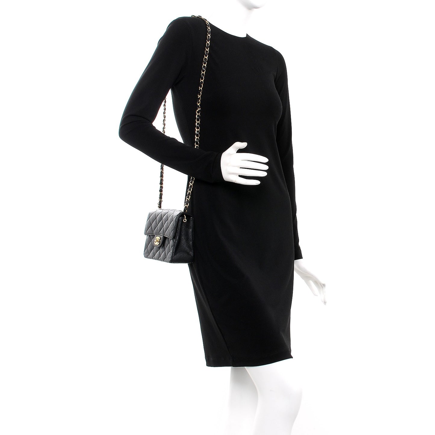 Caviar Quilted Mini Square Flap Black