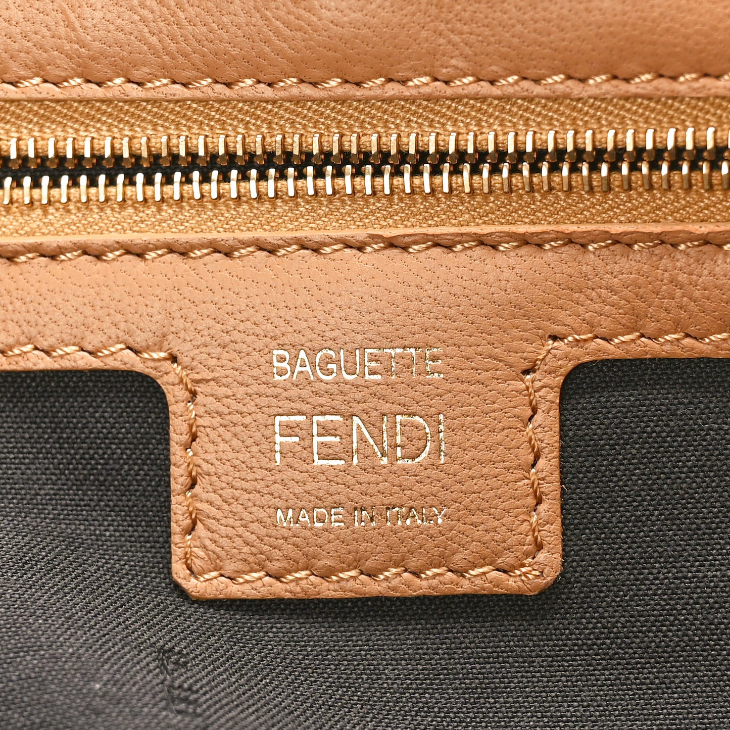 Nappa FF 1974 Embossed Baguette Miele Scuro