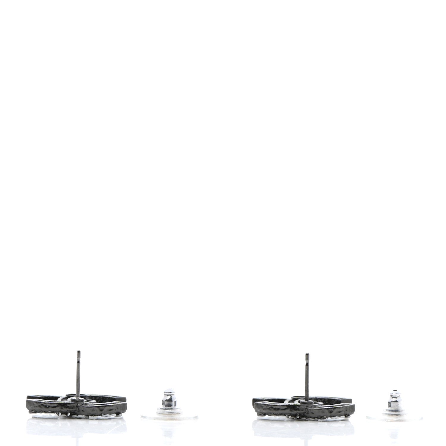 Chanel CC Earrings Ruthenium White Silver 3 of 5