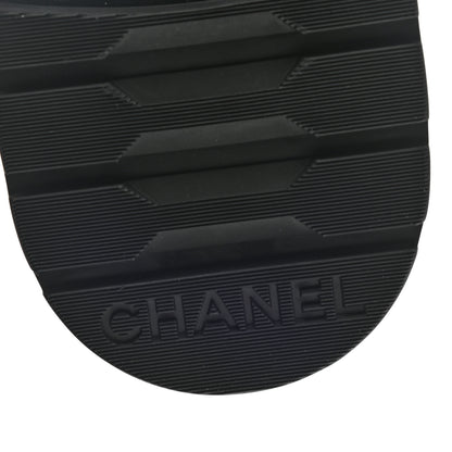 Chanel Shiny Goatskin Calfskin Quilted Lace Up Combat Boots 38 Black 6 of 8