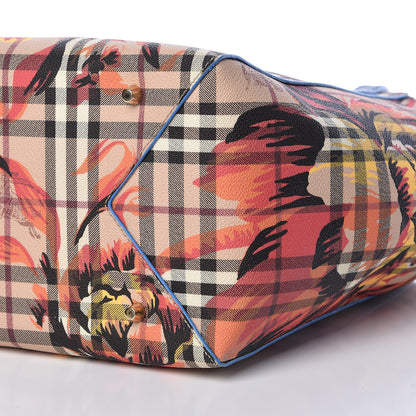 Burberry Haymarket Check Floral Print Small Canterbury Tote Mineral Blue Burnt Orange 10 of 10