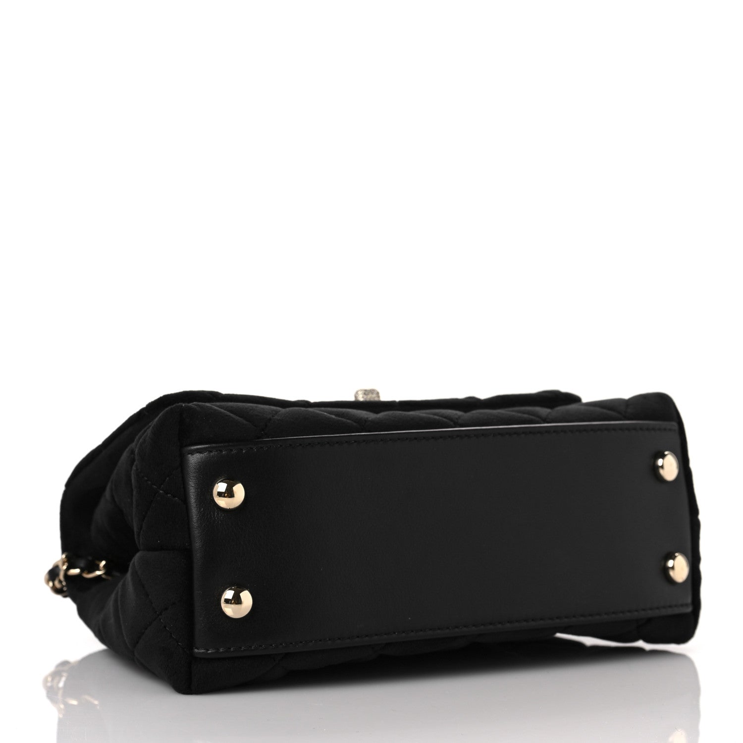 Chanel Velvet Crystal Quilted Extra Mini Coco Handle Flap Black 4 of 9