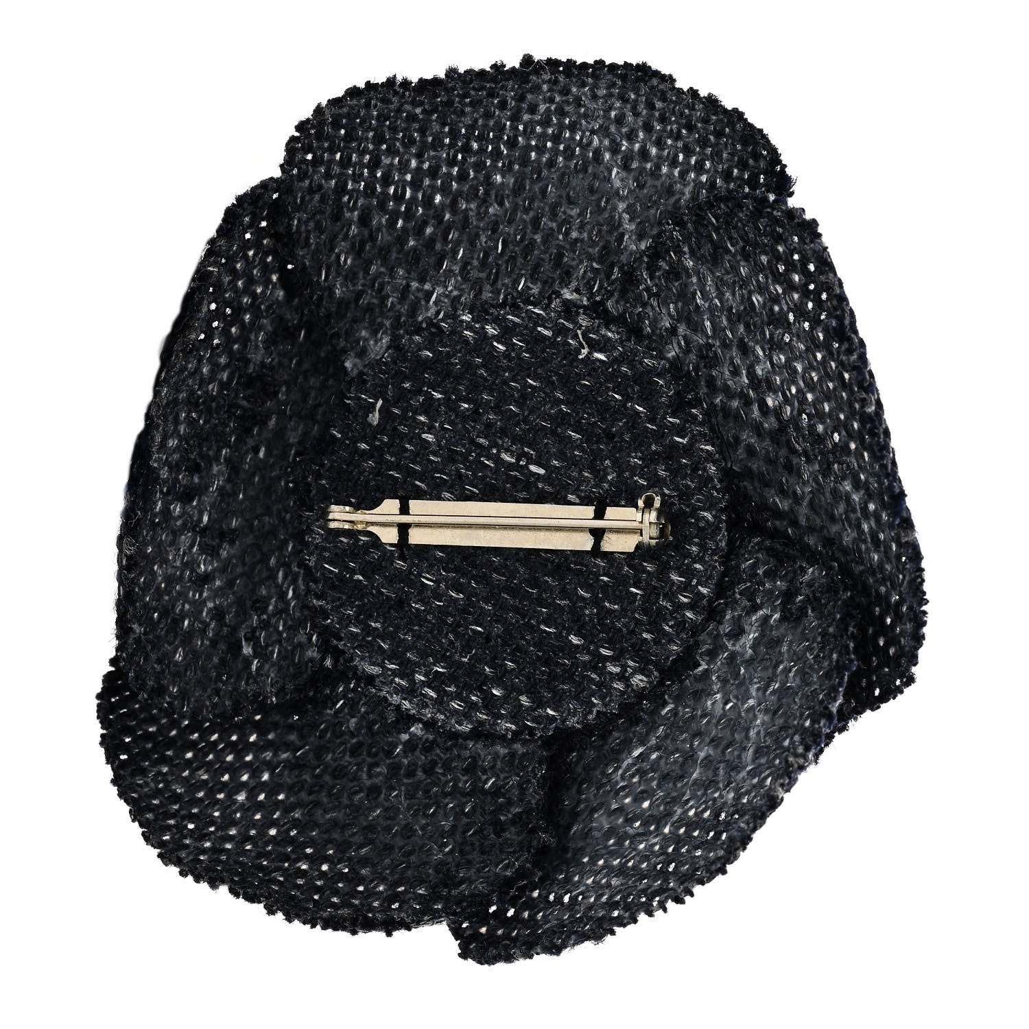 Chanel Tweed Camellia CC Pin Brooch Blue 3 of 4