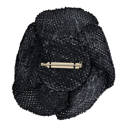 Chanel Tweed Camellia CC Pin Brooch Blue 3 of 4