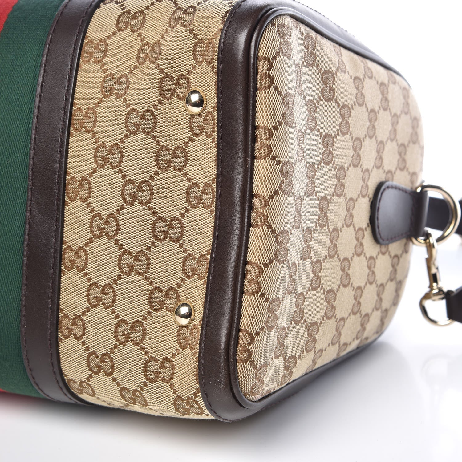 Gucci Monogram Vintage Web Medium Boston Dark Brown 10 of 10