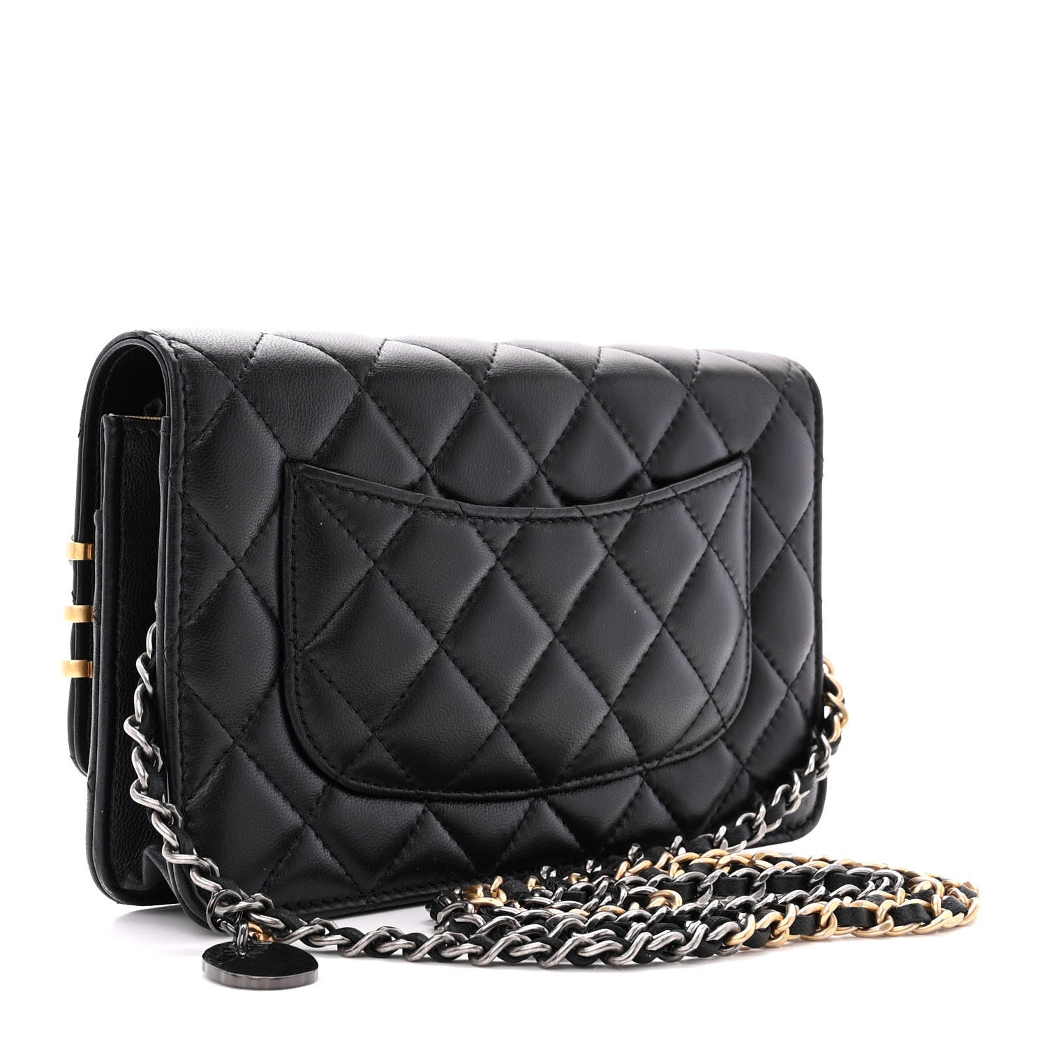 Chanel Lambskin Quilted Coco Clips Wallet On Chain WOC Black 3 of 12
