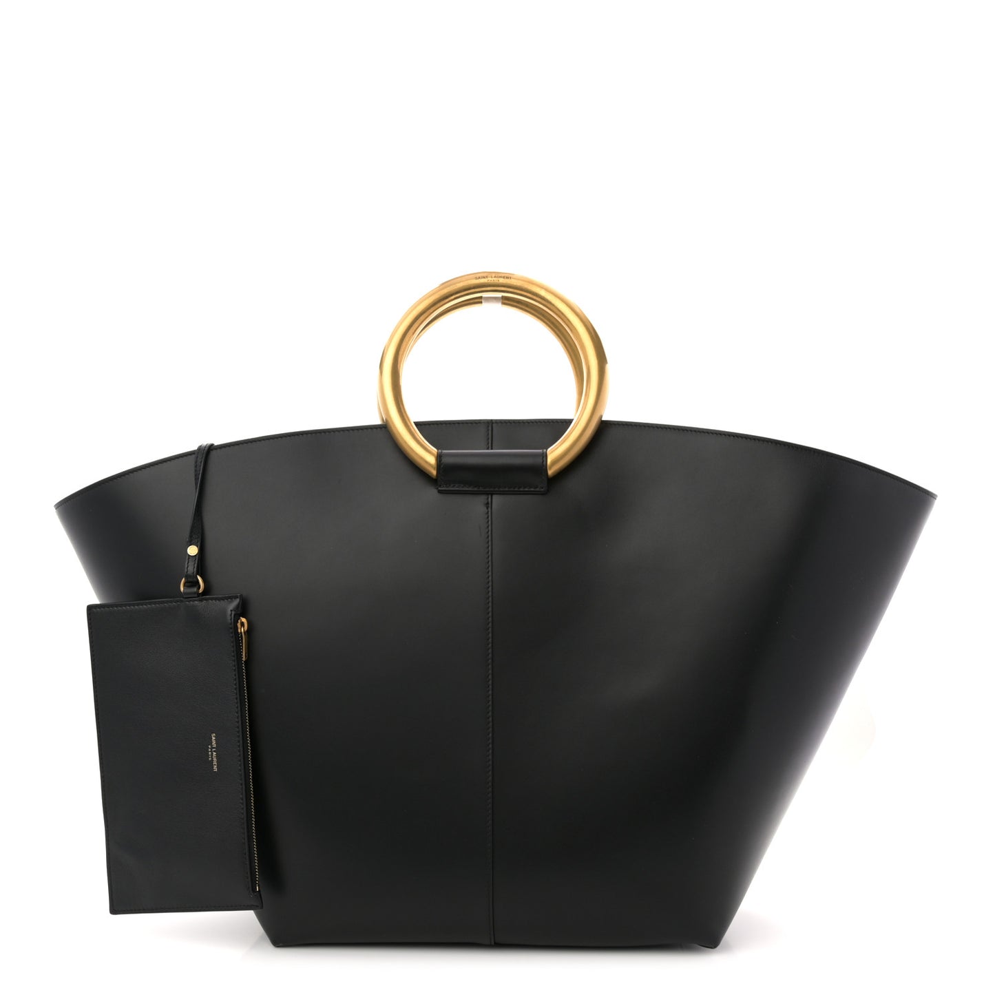 Smooth Calfskin Maxi Trapezoid Shopping Tote Black