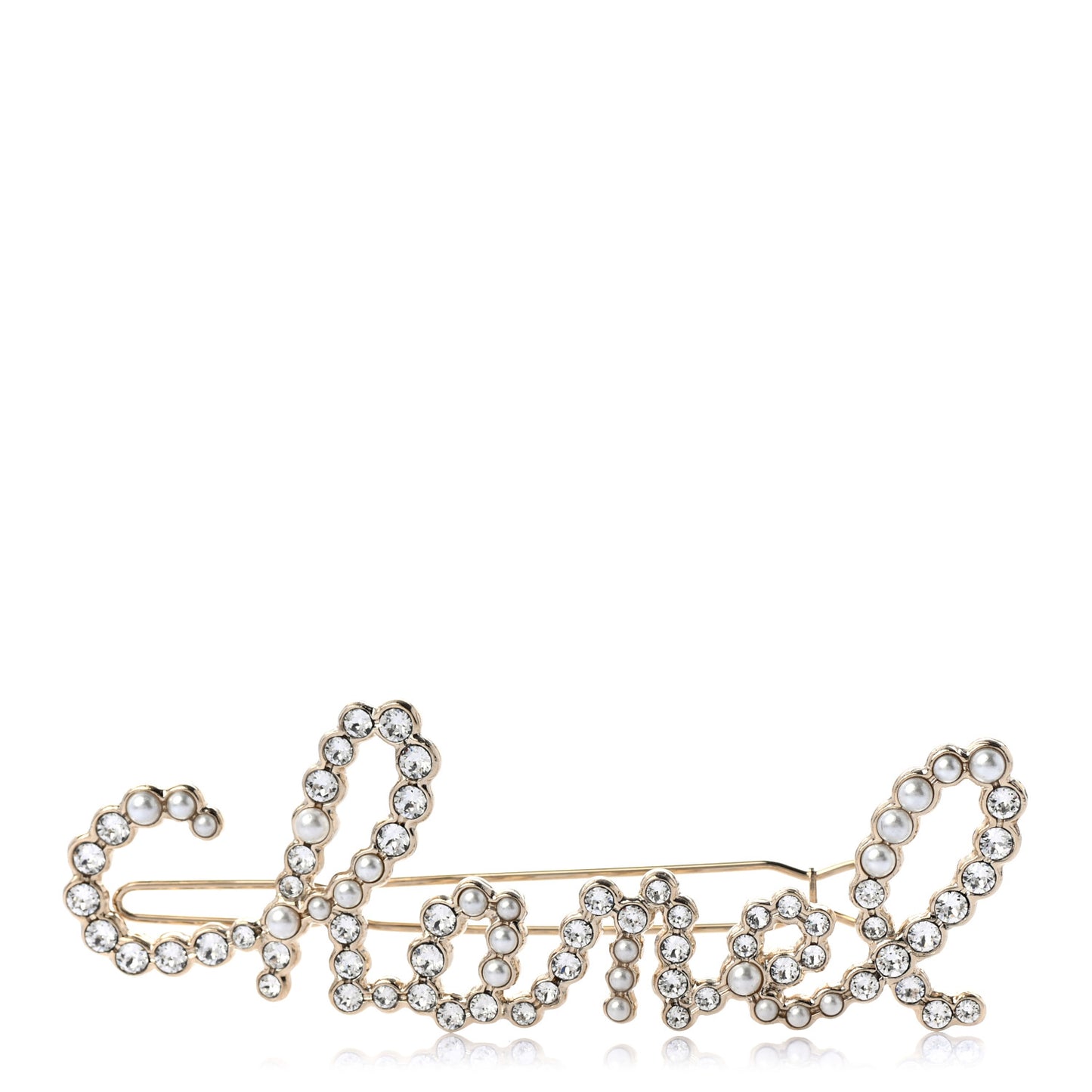 Metal Glass Swirling Pearls Hair Clip Gold