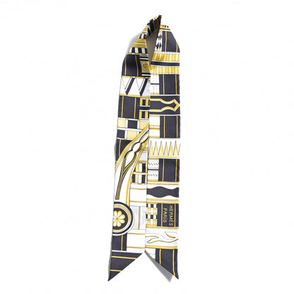 Hermes Silk Voltes Et Pirouettes Twilly Black Or White 5 of 5