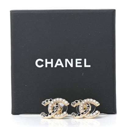 Chanel Resin Pearl CC Earrings Gold Black 5 of 5