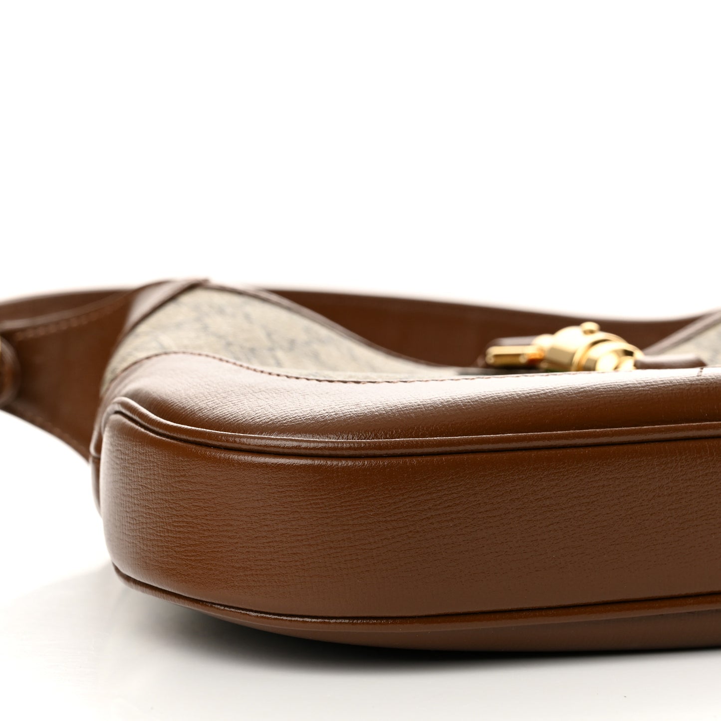 GG Supreme Monogram Azalea Calfskin Web Small Jackie 1961 Hobo Beige Ebony Brown Sugar
