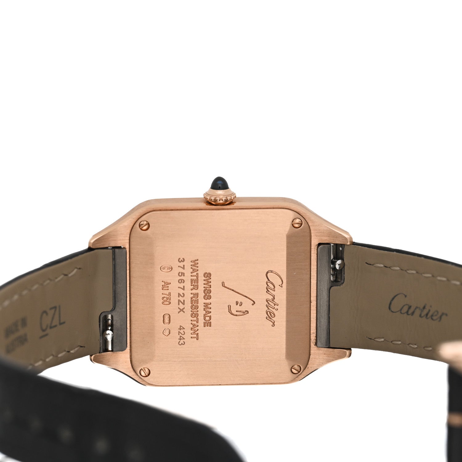 Cartier 18K Pink Gold Alligator 27.5mm Santos Dumont Quartz Watch 4 of 5