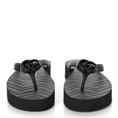 Gucci Rubber Chevron Womens GG Thong Sandals 37 Black 2 of 9