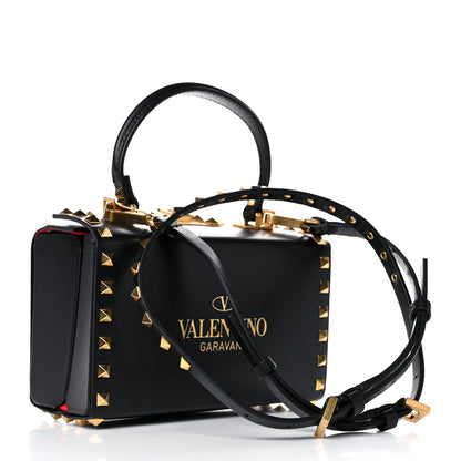 Valentino Garavani Grainy Calfskin Rockstud Alcove Box Top-Handle Bag Black 3 of 9