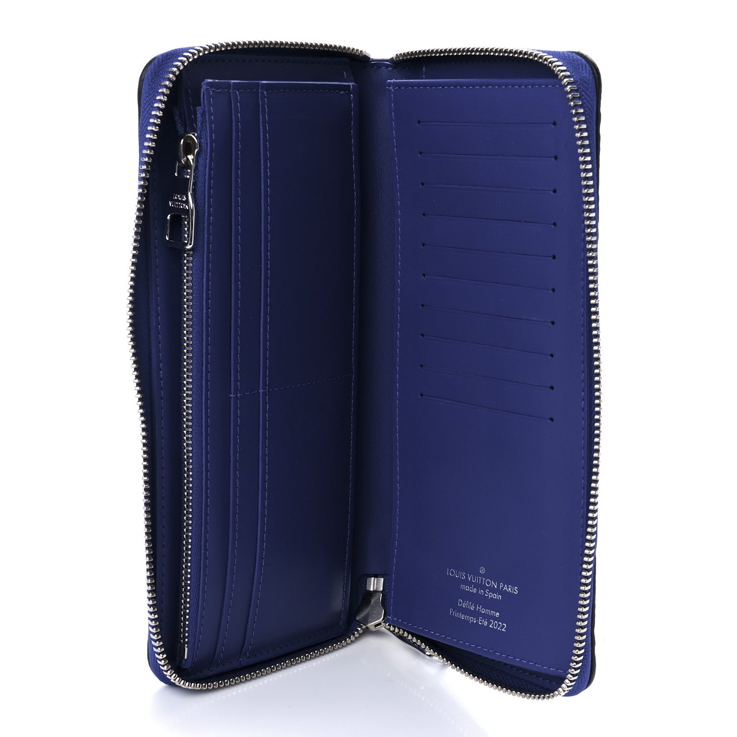 Taurillon Illusion Zippy Vertical Wallet Bleu Rose