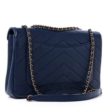 Chanel Lambskin Chevron Medium Coco Envelope Flap Navy 3 of 10