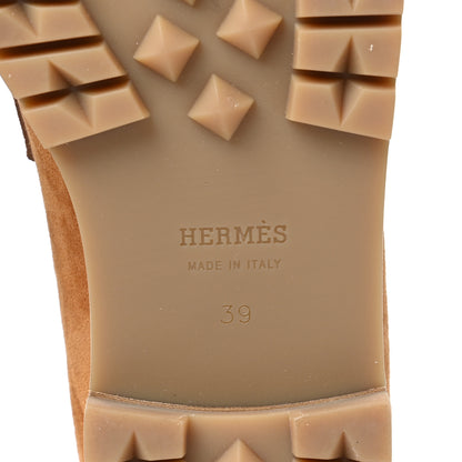 Hermes Suede Goatskin Womens Faubourg Loafers 39 Naturel 6 of 8