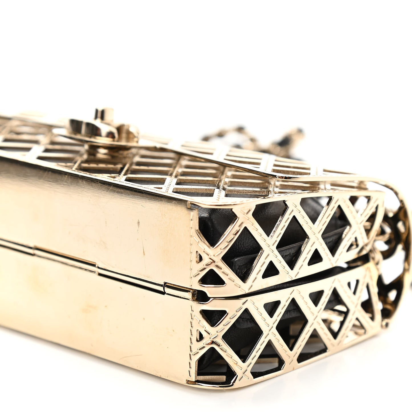 Metal Quilted Mini Rectangular Flap Gold