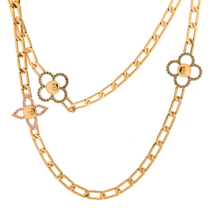 Louis Vuitton Monogram Multicolor Swarovski Crystal Flower Power Sautoir Necklace Gold 1 of 4