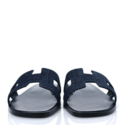 Hermes Denim Canvas Oran Sandals 40 Bleu Brut 2 of 9