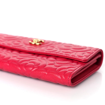 Chanel Caviar Camellia Embossed Flap Wallet Fuschia 10 of 10