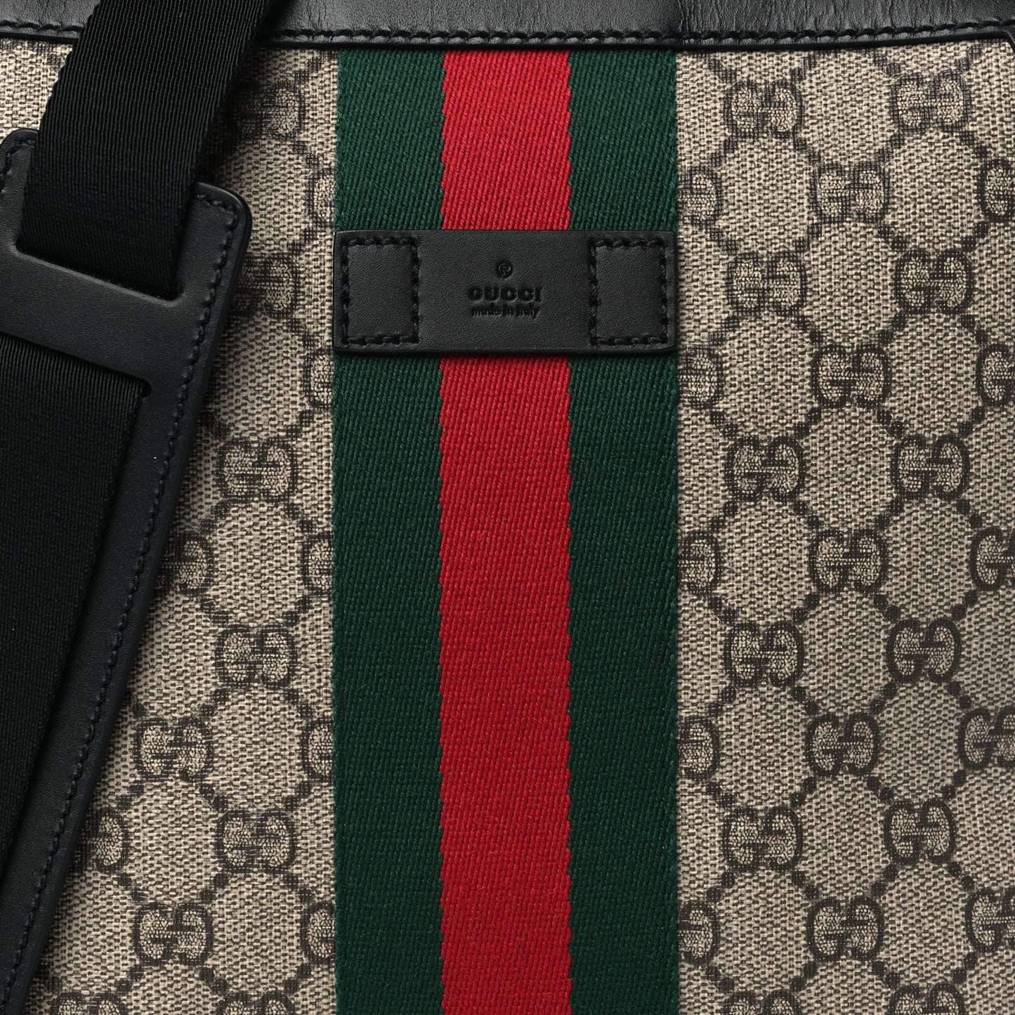 GG Supreme Monogram Web Messenger Bag Black