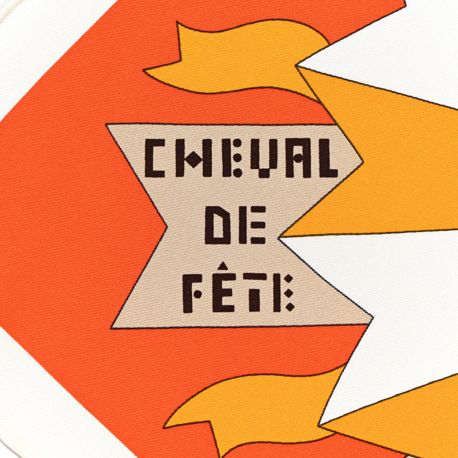 Hermes Silk Cheval De Fete Shawl 90 Orange Vermillon White 3 of 5
