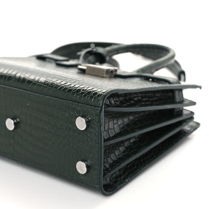 Saint Laurent Calfskin Crocodile Embossed Nano Sac De Jour Dark Green 9 of 12