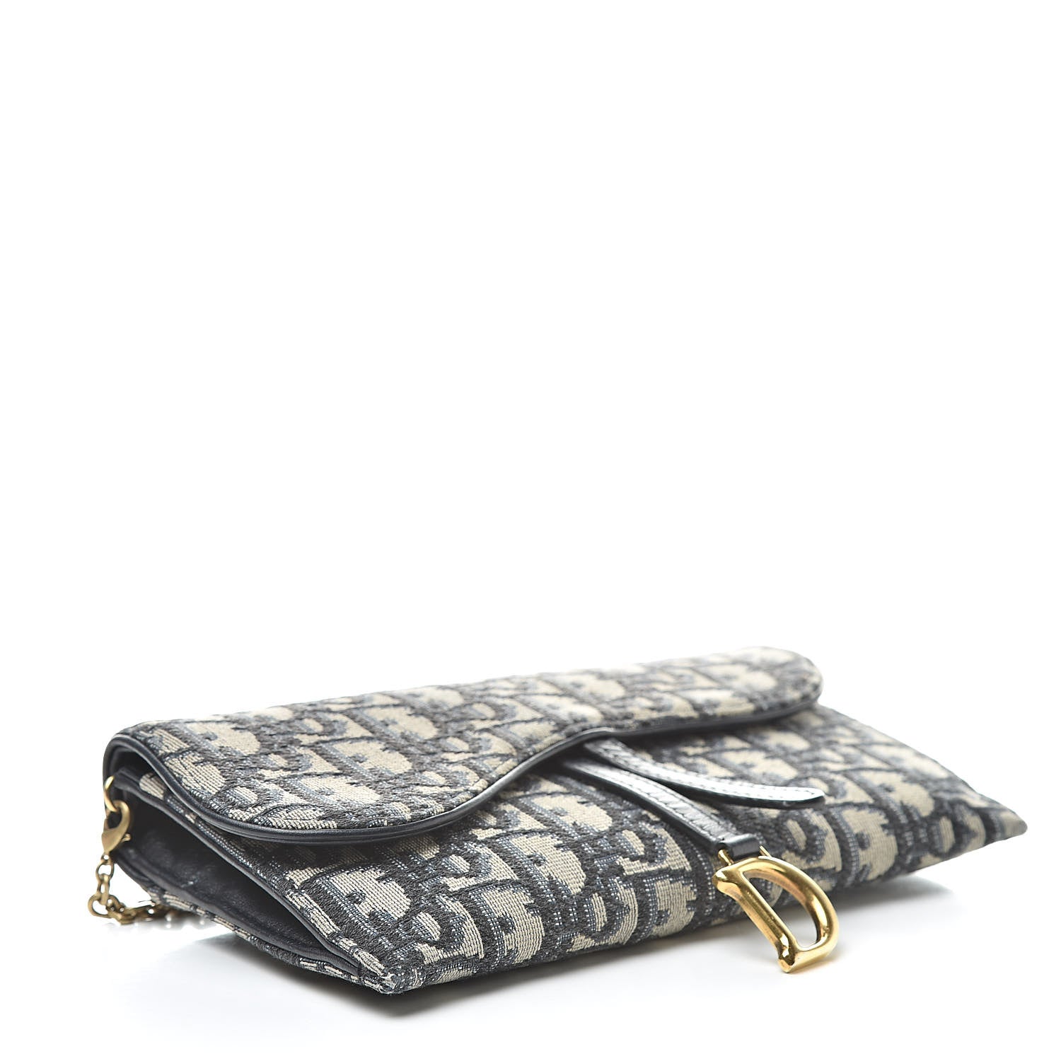 Christian Dior Oblique Saddle Chain Wallet Blue 4 of 13