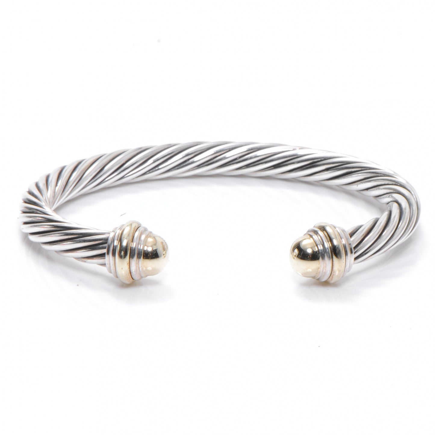 Sterling Silver 14K Yellow Gold 7mm Cable Classics Bracelet