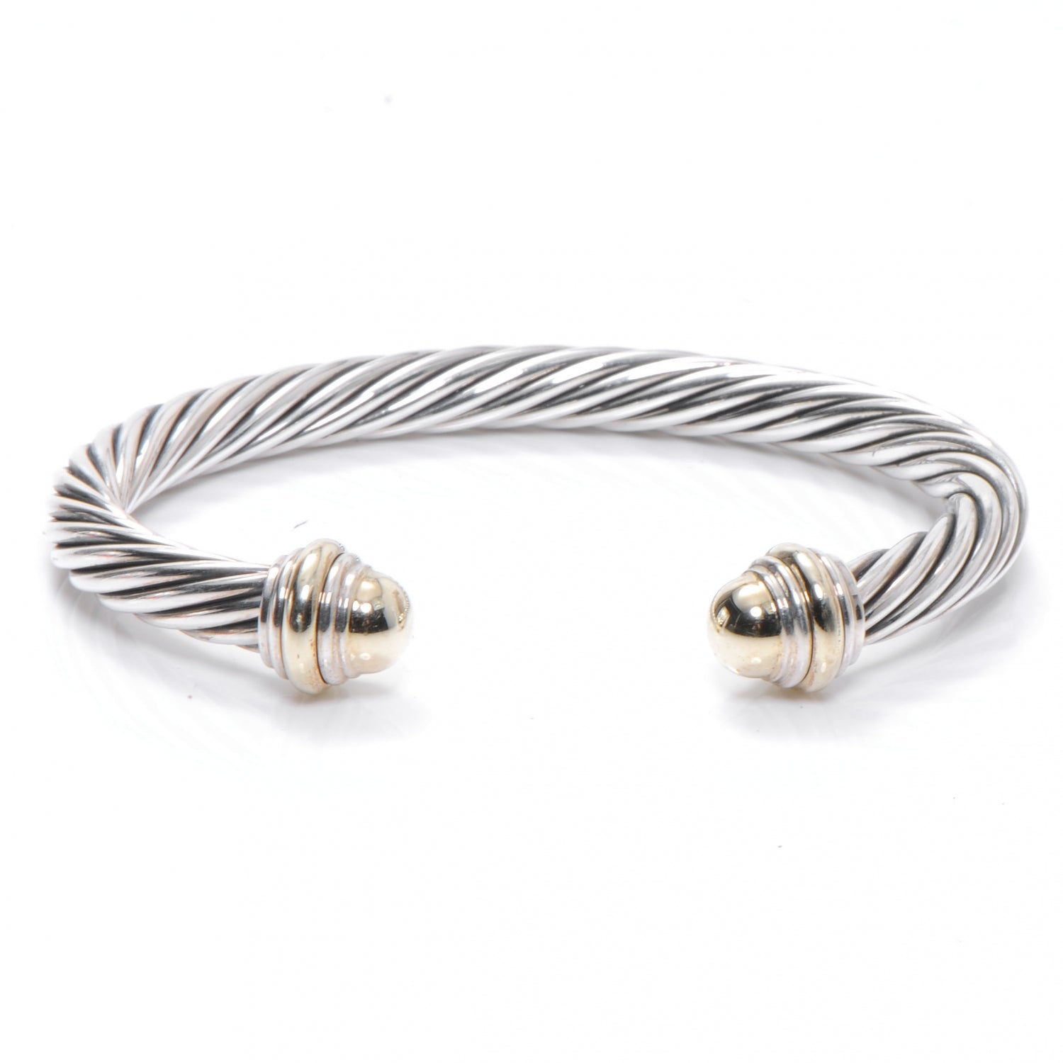 David Yurman Sterling Silver 14K Yellow Gold 7mm Cable Classics Bracelet 1 of 6