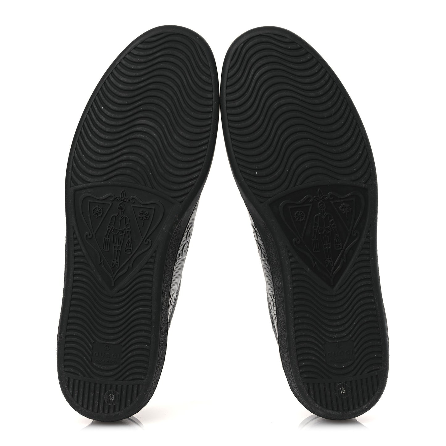 Calfskin GG Tennis Embossed Mens Ace Sneakers 13 Black
