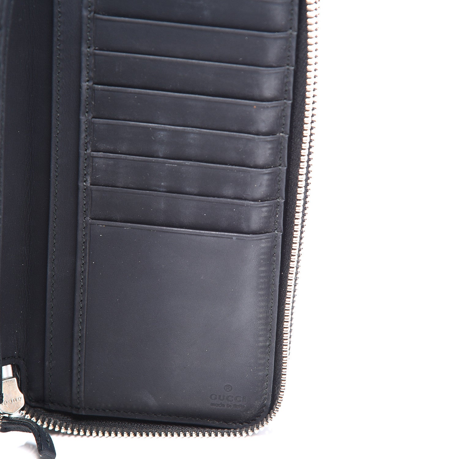 Gucci Guccissima Large Double Zip Around Wallet Black 6 of 11