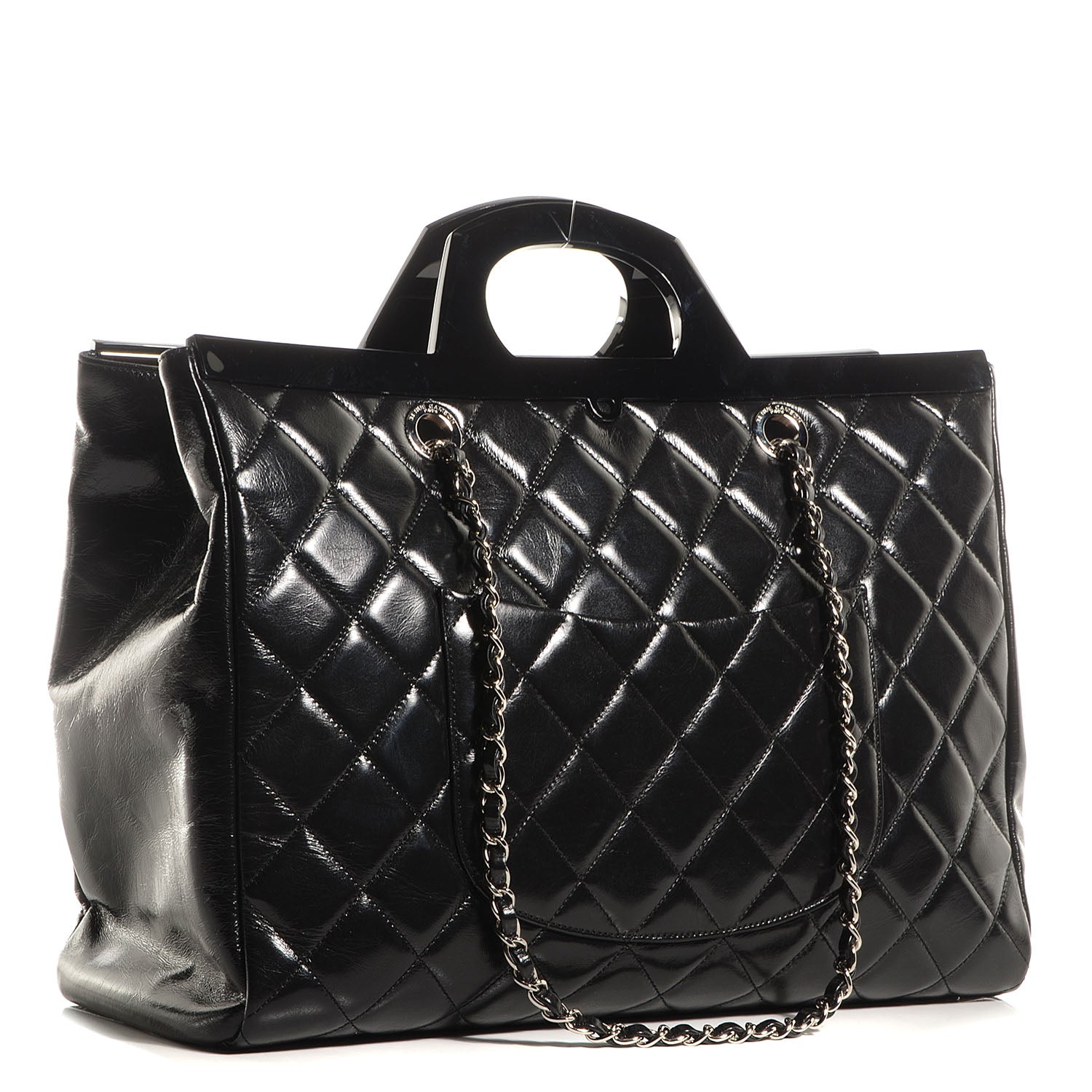 Chanel Glazed Calfskin Large CC Delivery Tote Black 3 of 8