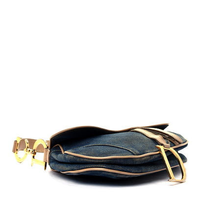 Christian Dior Denim Calfskin Saddle Bag Blue 3 of 12