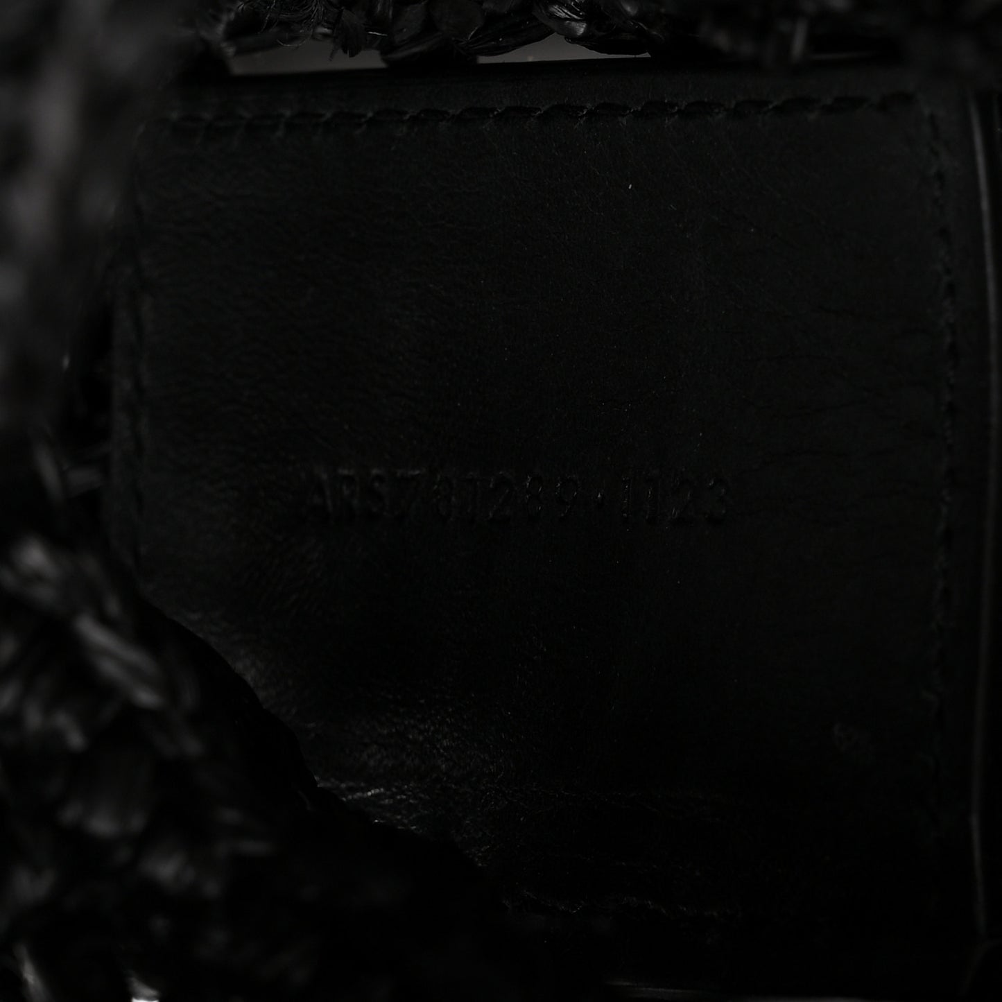 Raffia Calfskin Oxalis Shoulder Bag Black