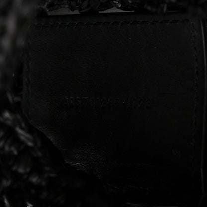 Saint Laurent Raffia Calfskin Oxalis Shoulder Bag Black 6 of 10