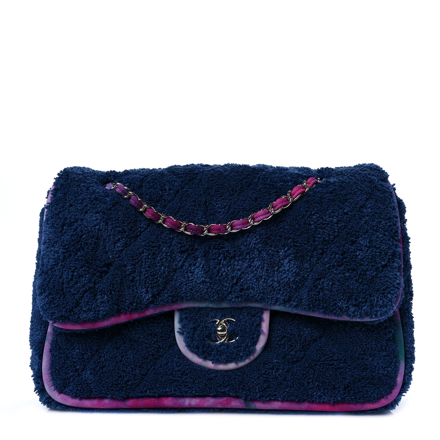Mixed Fibers Quilted Large Flap Bag Navy Blue