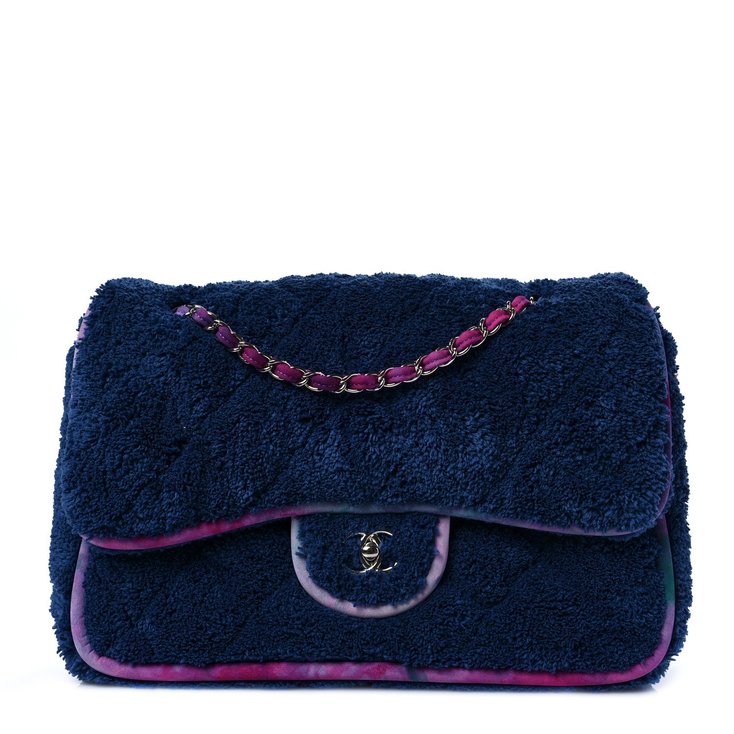 Chanel Mixed Fibers Quilted Large Flap Bag Navy Blue 1 of 7