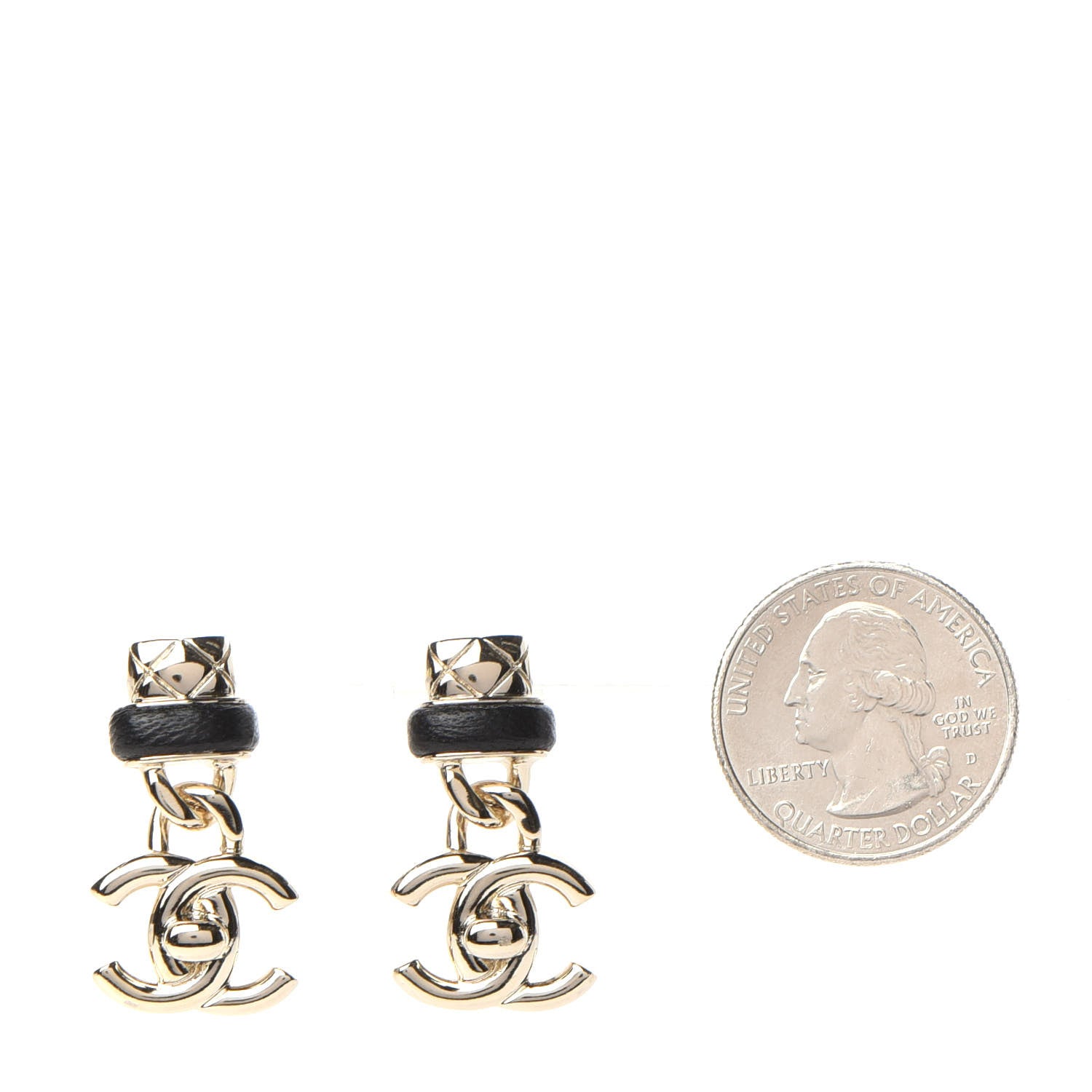 Chanel Lambskin CC Turnlock Drop Earrings Gold Black 2 of 5