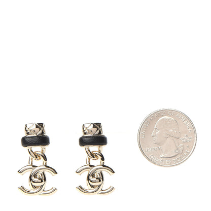 Chanel Lambskin CC Turnlock Drop Earrings Gold Black 2 of 5