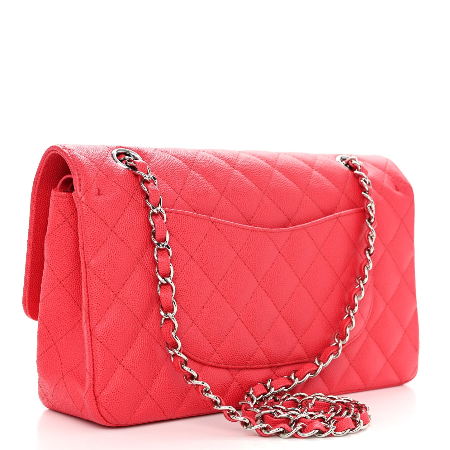Caviar Quilted Medium Double Flap Red
