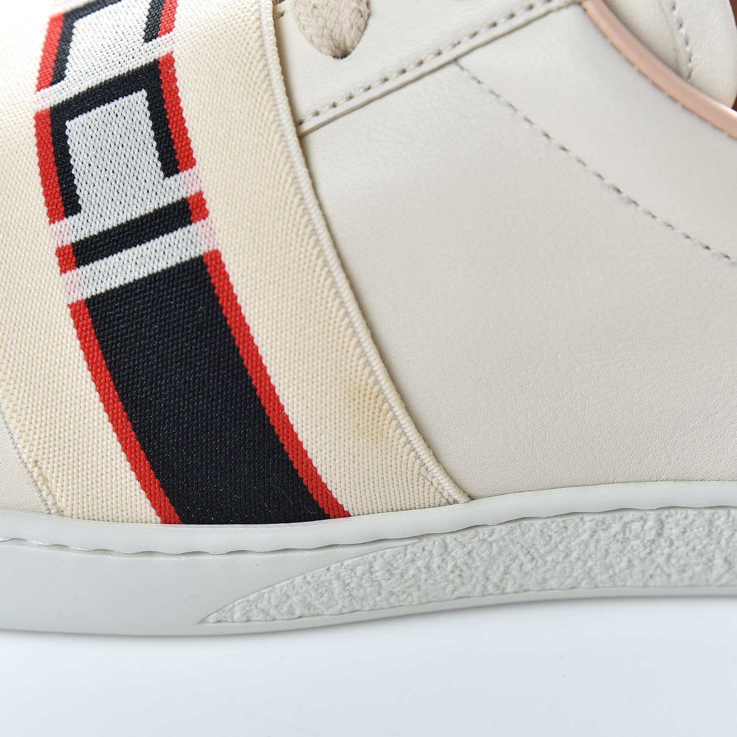 Gucci Calfskin Stripe Womens New Ace Sneakers 39 New Mystic White Ecru Red Flame 8 of 9