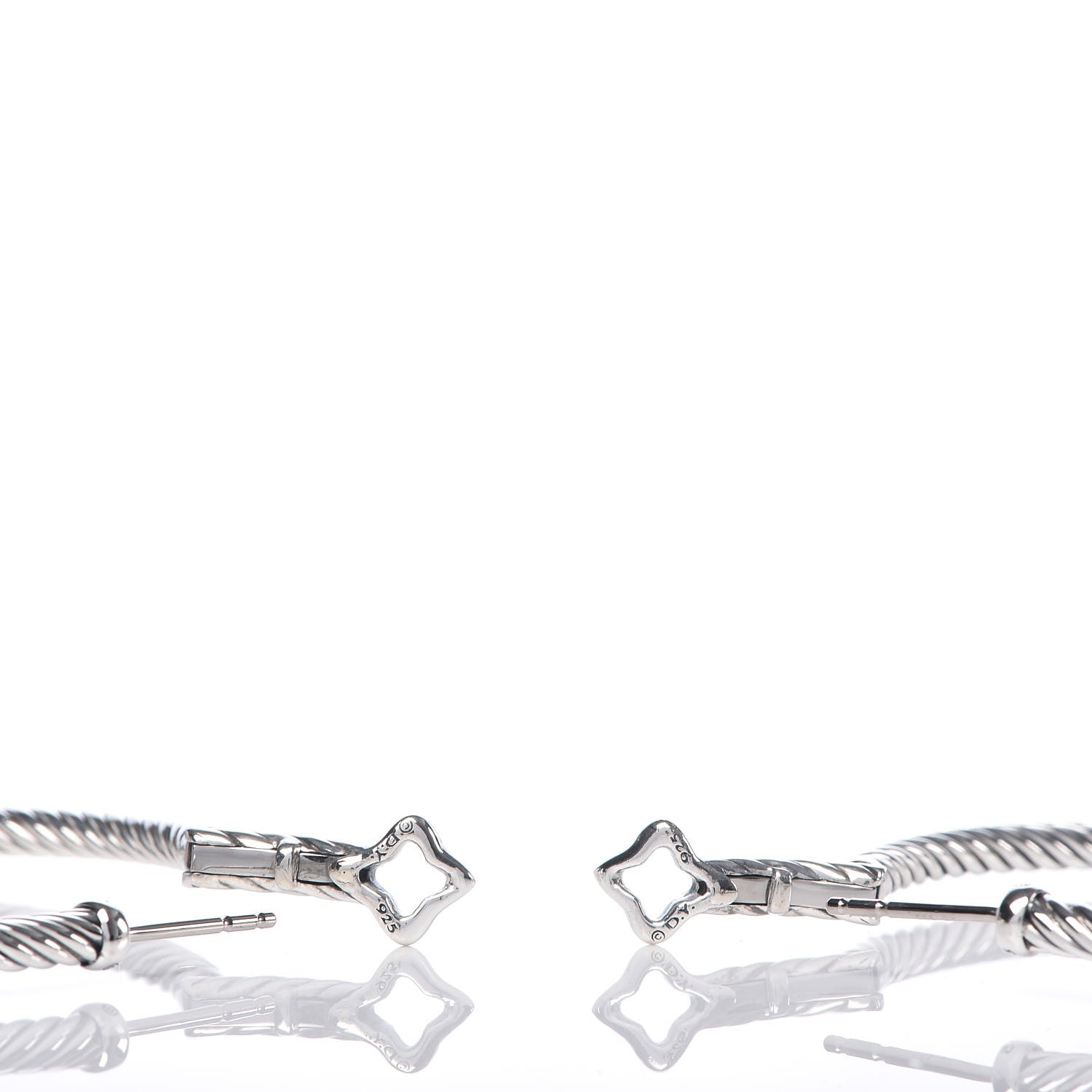 David Yurman Sterling Silver Medium Cable Classics Hoop Earrings 3 of 4