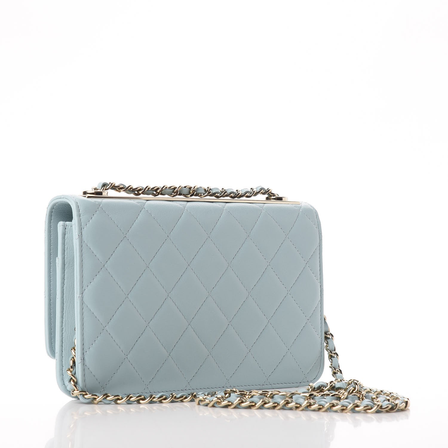 Chanel Lambskin Quilted Trendy CC Wallet On Chain WOC Light Blue 4 of 12