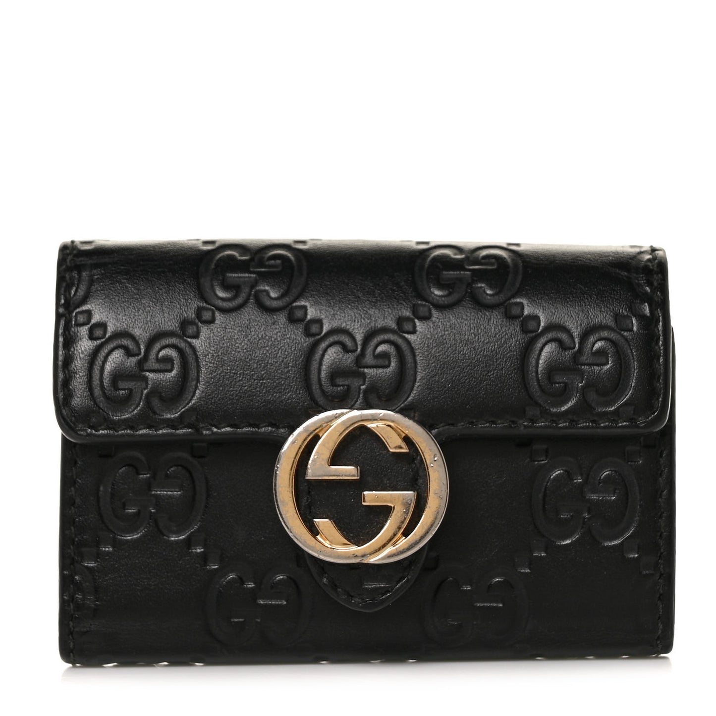 Guccissima Icon Signature 6 Key Holder Case Black