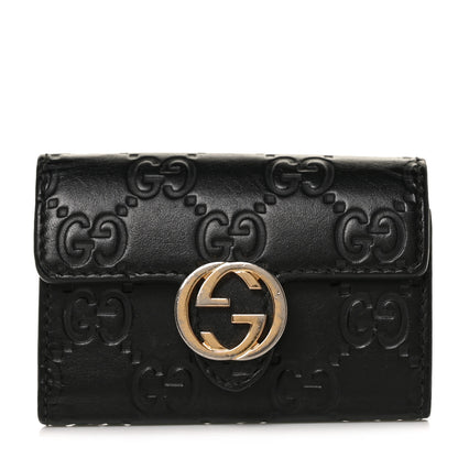 Gucci Guccissima Icon Signature 6 Key Holder Case Black 1 of 10